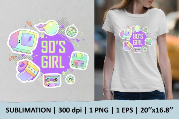 Download 90s Girl Sublimation Design. Retro Vibes - Retro vibes Collection